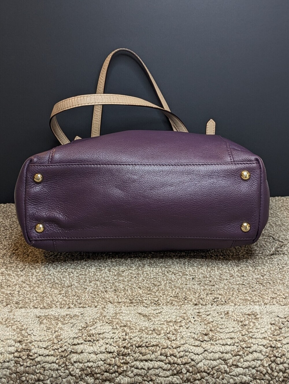 Michael Kors Jet Set Tote Shoulder Bag Purple Pebbled Leather - Picture 5 of 9